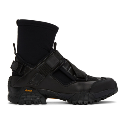 Yume Yume Cloud Walker Buckled Vegan-leather And Woven Hiking Boots In Black