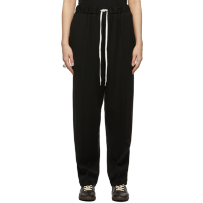 Mm6 Maison Margiela High-waisted Contrast-drawstring Trousers In Blue