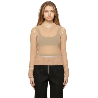 Mm6 Maison Margiela Tan Reversed Pullover Jumper In 119f Nude