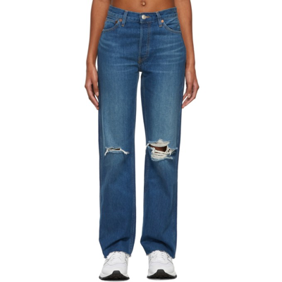 Re/done Blue 90s High-rise Loose Jeans In Nocolor