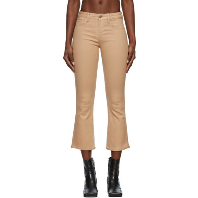 Frame Le Crop Mid-rise Stretch Coated Mini Boot-cut Jeans In Toasted Almond