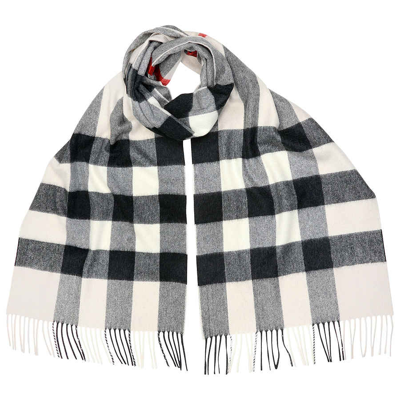 Burberry Giant Exploded Check Cashmere Scarf - Stone In White