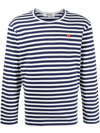 Comme Des Garçons Multicolor Red Heart Long Sleeve T-shirt In Blue