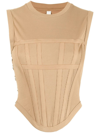 Dion Lee Ribbed Corset Tank Timber Beige In Brown