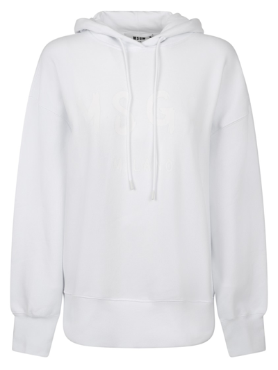 Msgm Cotton Hoodie In White