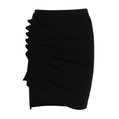 Rabanne Drape Jersey Side Snap Mini Skirt In Black