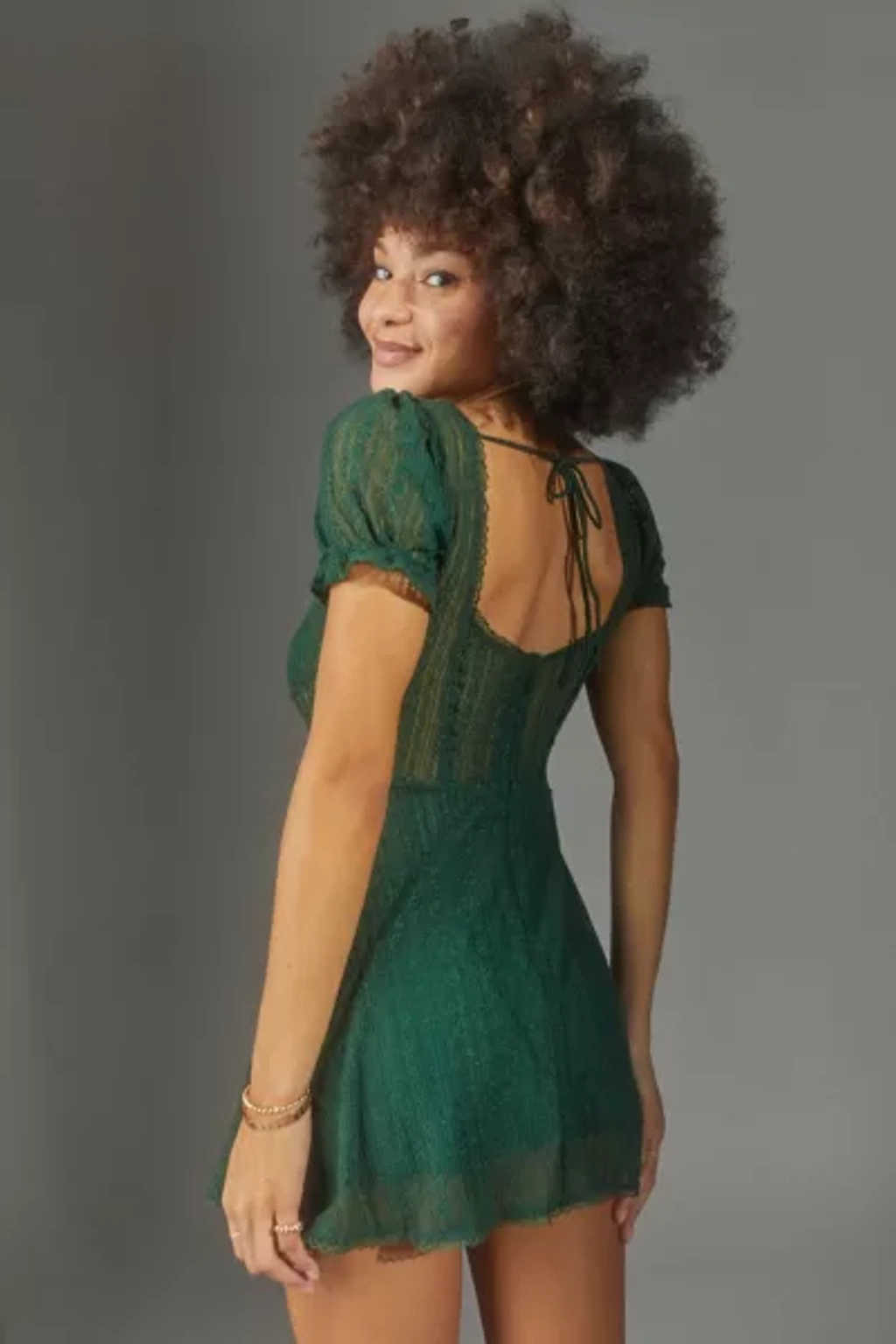 Urban Outfitters Uo Roxie Lace Dress In Dark Green | ModeSens