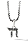 David Yurman Sterling Silver Chai Amulet With Black Diamonds In Black Diamond
