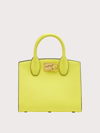 Ferragamo The Studio Box Leather Top Handle Bag In Yellow