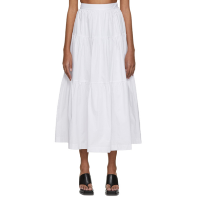 Staud Sea Cotton Poplin Midi Skirt In White