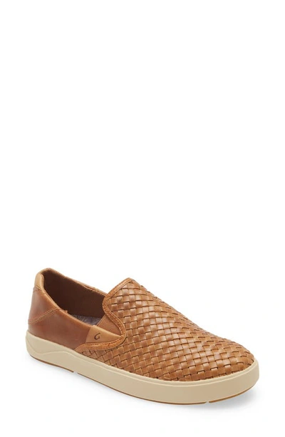 Olukai Men's Lae‘ahi Lauhala Leather Shoes In Fox In Multi