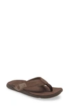 Olukai Tuahine Waterproof Flip Flop In Dark Wood/ Dark Wood