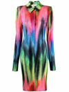 Attico Elton Spectrum Print Jersey Shirtdress In Multicolour