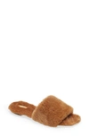 Aeyde Brown Anna Shearling Sandals In Brandy