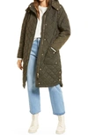 Joules Chatham Long Quilted Coat In Heritage Green