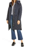Joules Chatham Long Quilted Coat In Marine Navy