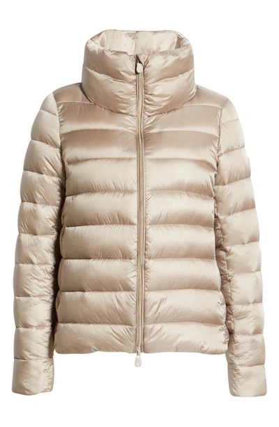 Save The Duck Elsie Waterproof Puffer Coat In Pearl Grey