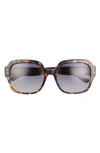 Tory Burch 56mm Round Sunglasses In Blue Amber Tortoise Grey