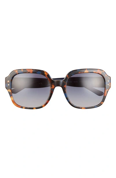 Tory Burch 56mm Round Sunglasses In Blue Amber Tortoise Grey