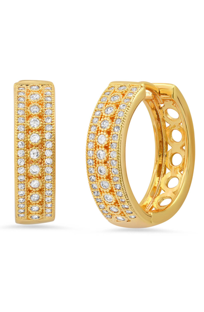 Hmy Jewelry Simulated Diamond Hoop Earrings In Yellow