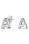 Bling Jewelry Capital Abc Minimalist Stud Earrings In Silver-a