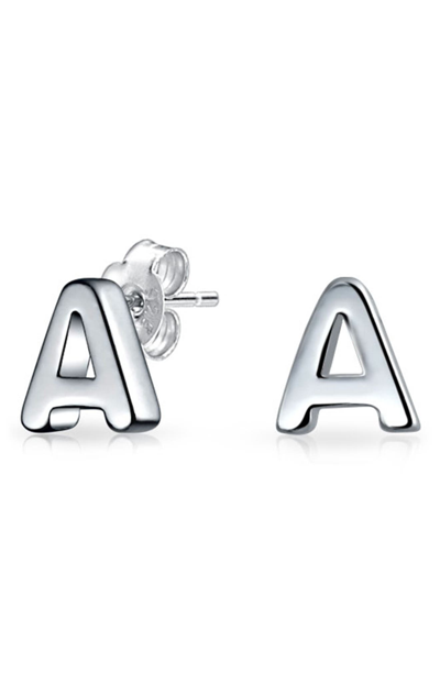 Bling Jewelry Capital Abc Minimalist Stud Earrings In Silver-a