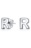 Bling Jewelry Capital Abc Minimalist Stud Earrings In Silver-r