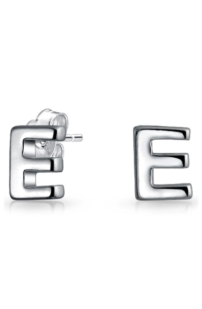 Bling Jewelry Capital Abc Minimalist Stud Earrings In Silver-e