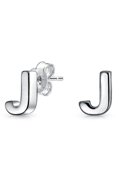 Bling Jewelry Capital Abc Minimalist Stud Earrings In Silver-j