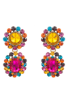 Eye Candy Los Angeles Cascade Crystal Double Drop Earrings In Yellow