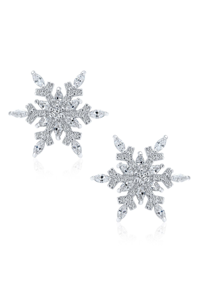 Bling Jewelry Big Holiday Snowflake Earrings In Silver