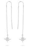 Bling Jewelry Sterling Silver Celestial Threader Drop Earrings In Silver