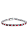 Bling Jewelry Sterling Silver Cz Tennis Bracelet In Red
