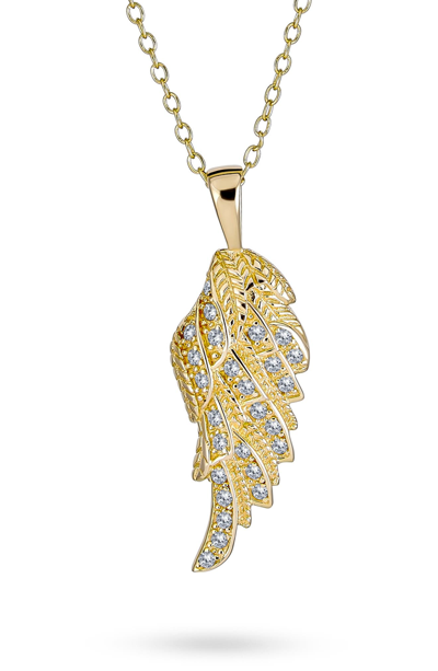 Bling Jewelry Guardian Angel Wing Necklace In Gold