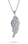 Bling Jewelry Guardian Angel Wing Necklace In Silver