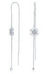 Bling Jewelry Snowflake Threader Earrings In Clear