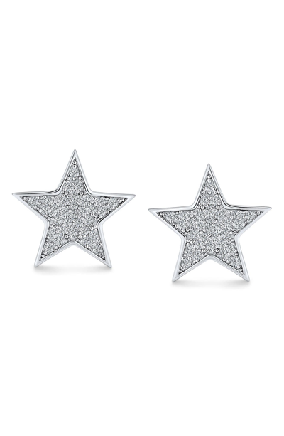 Bling Jewelry Usa Sterling Silver Cz Star Patriotic Earrings In Clear