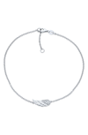 Bling Jewelry Cz Angel Wing Anklet In Silver