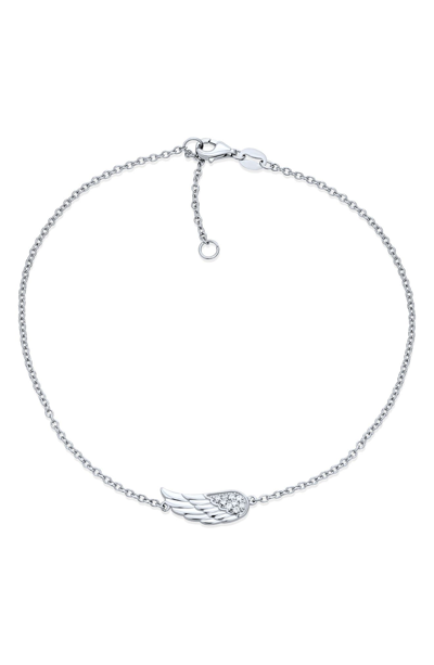 Bling Jewelry Cz Angel Wing Anklet In Silver