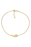 Bling Jewelry Cz Angel Wing Anklet In Gold