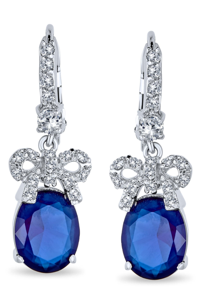 Bling Jewelry Holiday Bow Ribbon Earrings In Blue