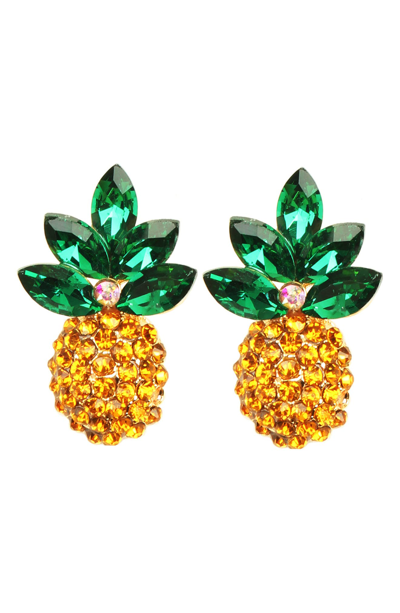 Eye Candy Los Angeles Ananas Pineapple Stud Earrings In Yellow
