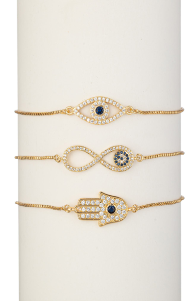 Eye Candy Los Angeles Luxe Collection Infinity Bolo Bracelet 3-piece Set In Gold