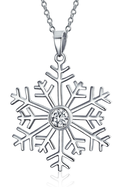 Bling Jewelry Cz Accent Holiday Pendant Necklace In Silver
