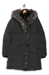 Noize Gigi Faux Fur Trim Quilted Parka In Spruce