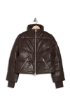 Walter Baker Edwina Leather Puffer Jacket In Mocha