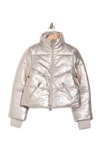 Walter Baker Edwina Leather Puffer Jacket In Silver