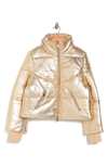 Walter Baker Edwina Leather Puffer Jacket In Gold
