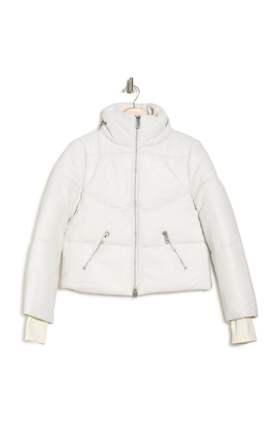Walter Baker Edwina Leather Puffer Jacket In Bright White