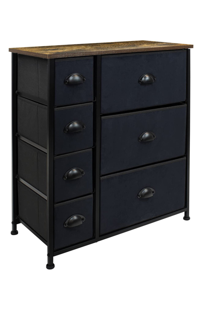 Sorbus 7 Drawer Chest Dresser In Black/ Brown